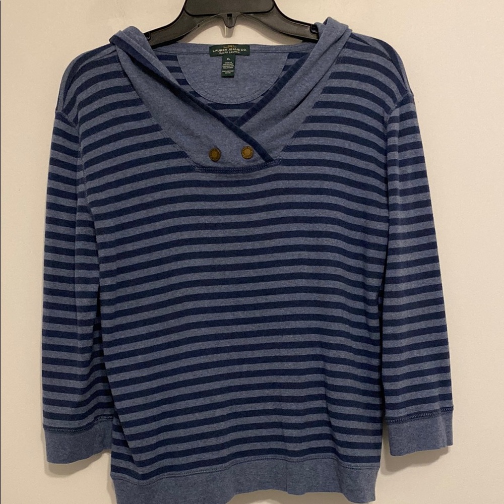 Ralph Lauren Navy Striped V-Neck Sweater, good condition